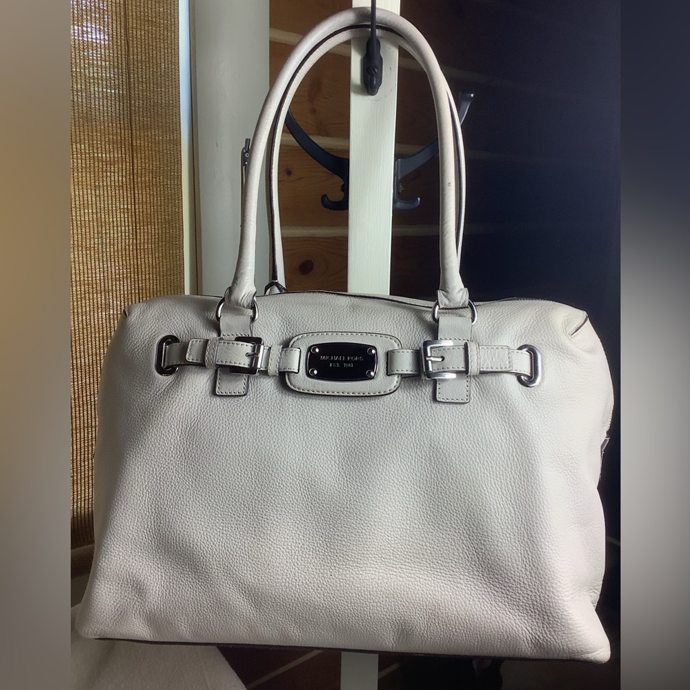 Michael Kors Oversized Leather Handbag, Cream Colored